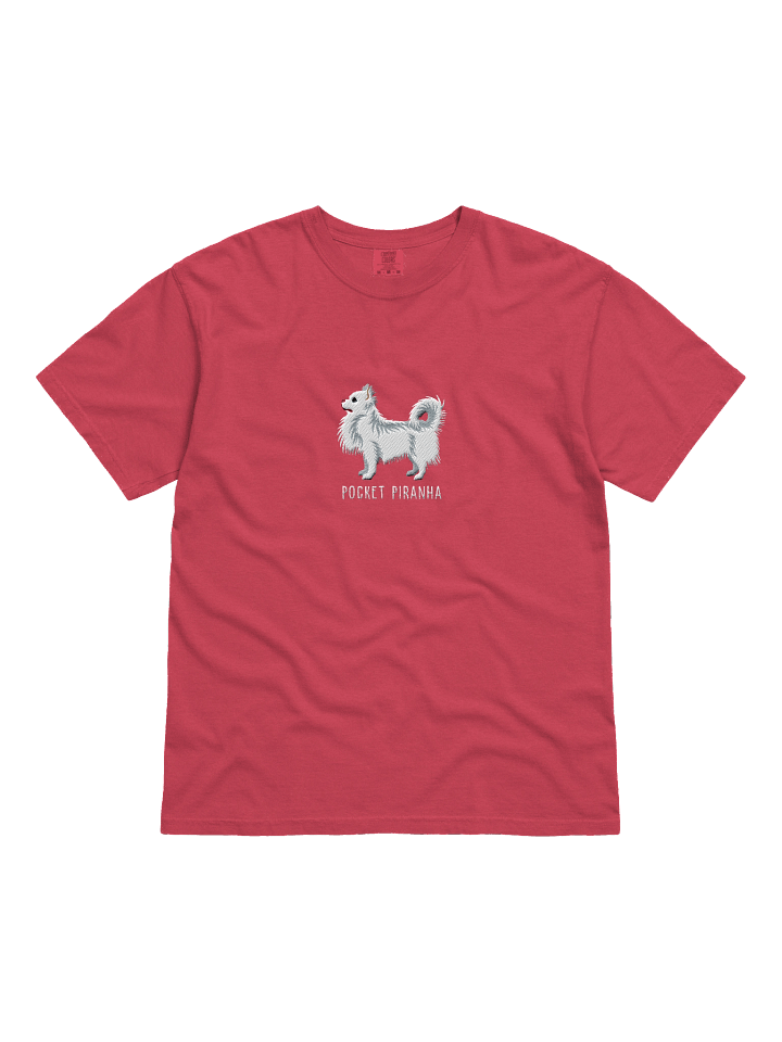 Pocket Piranha T-Shirt(Embroidered) of a Longhaired Chihuahua(White) product image (41)