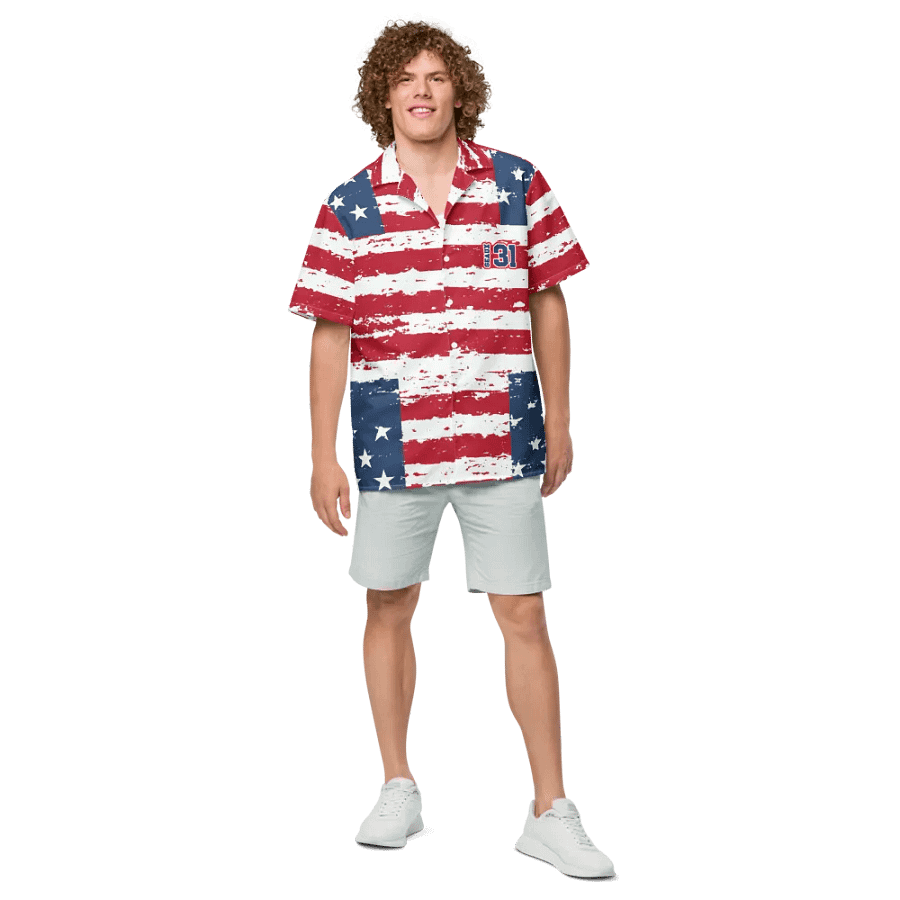 Geaux 31 - Vintage Flag Pattern Hawaiian Style Shirt product image (4)