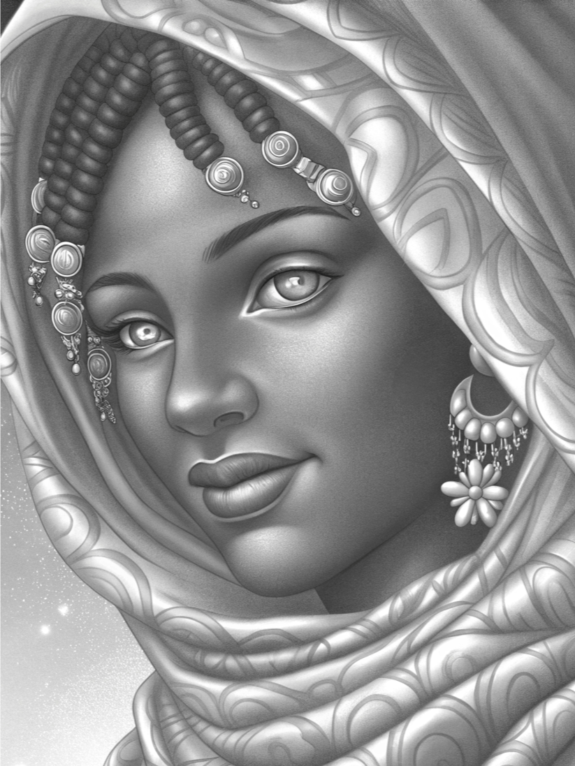Grace and Strength The Beauty of African Women in Art -Libyan Goddess (Coloring E-Book) product image (5)