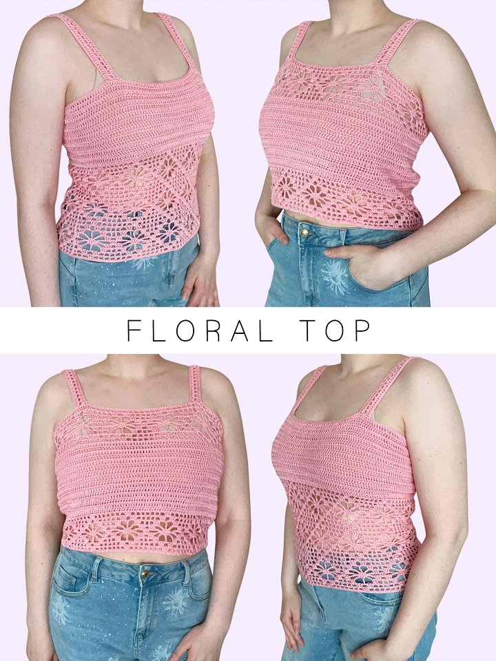 Crochet Pattern: Floral Diamond Tank Top, Made to Measure product image (1)