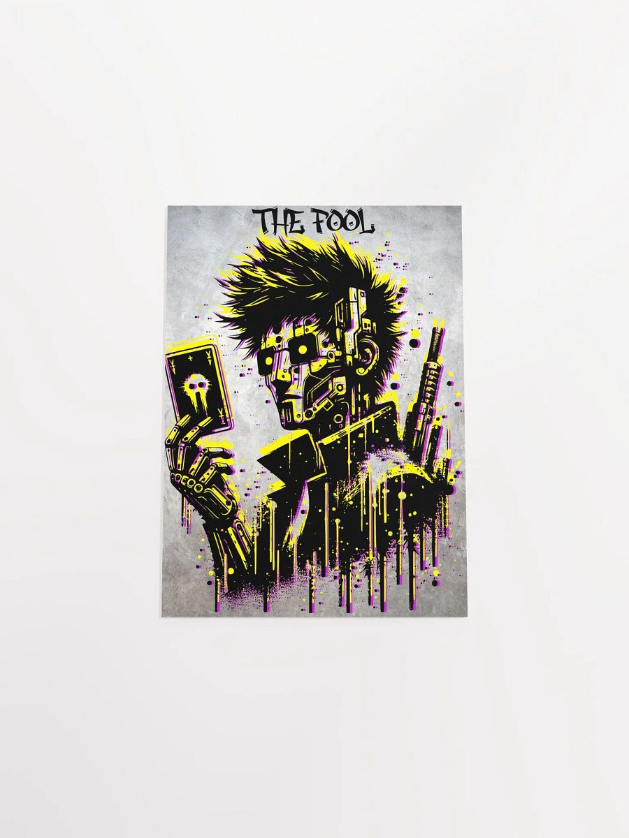 Cyberpunk Tarot Wall Art Poster – Futuristic "The Fool" Card with Punk Android & Neon Aesthetic – Digital Sci-Fi Artwork for Home Decor product image (14)