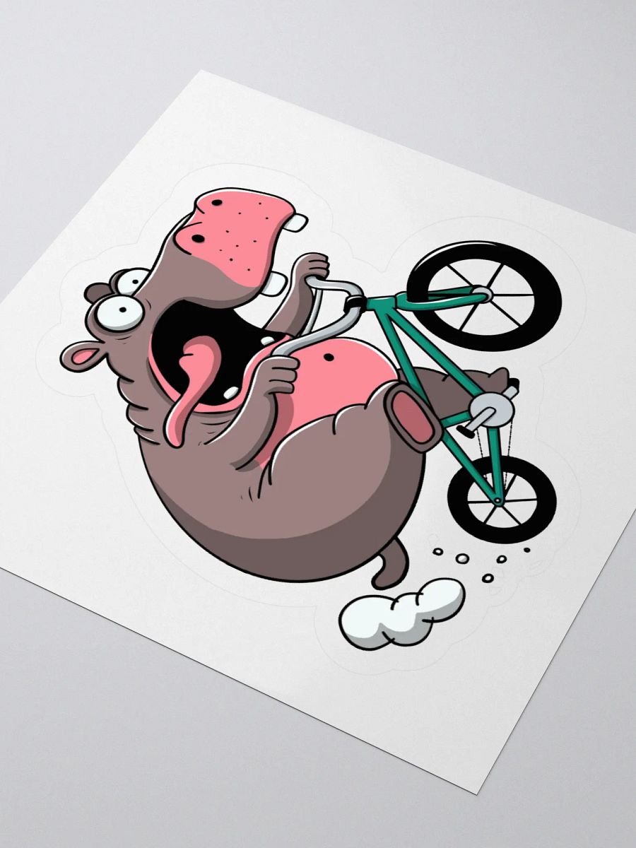 Hippo BMX Sticker – Funny Cartoon Hippo on Bike | Whimsical Animal Vinyl Sticker for Cyclists & BMX Riders product image (3)