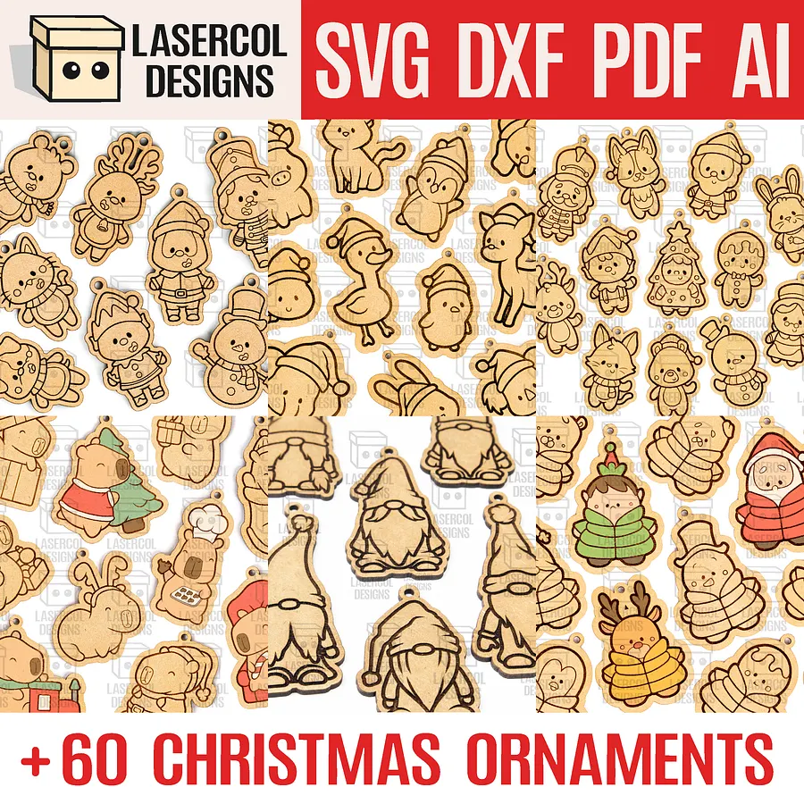 Christmas Ornaments Bundle Set 2 (+60) - Laser Cut Files product image (1)