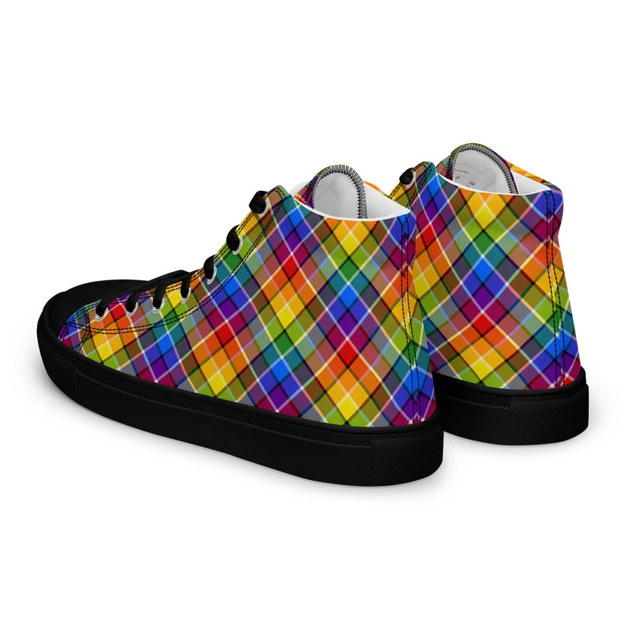 Bright Rainbow Plaid Men's High Top Shoes product image (9)