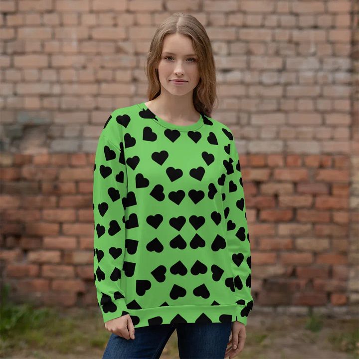 Abstract Love Pattern Black Hearts Coloured Background Unisex Sweatshirt product image (2)