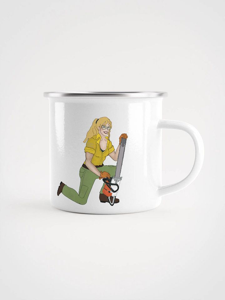 Blonde Chainsaw Pinup Enamel Mug product image (1)