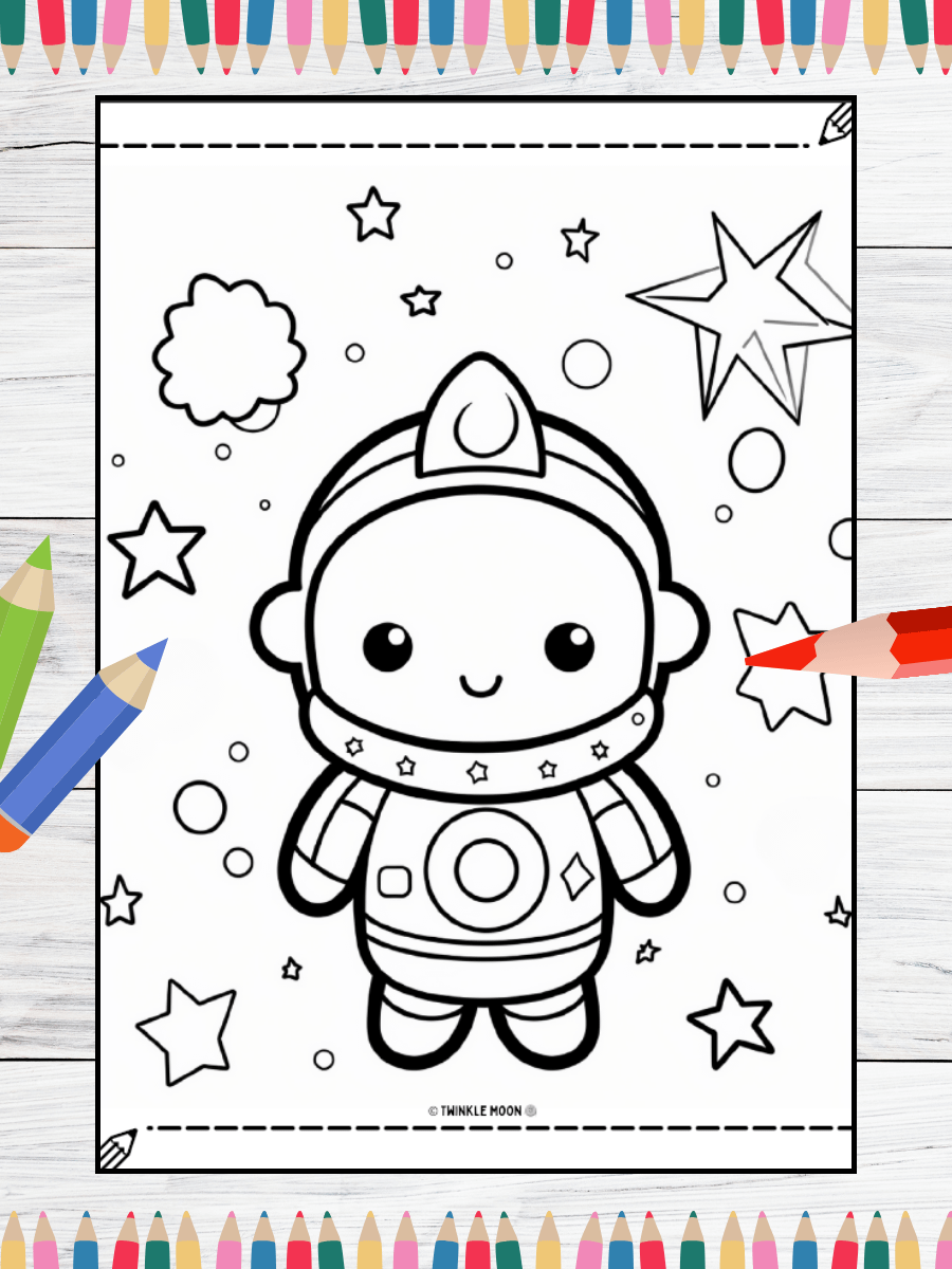 20 Cute Kawaii Space Coloring Pages#5 (PDF Coloring Pages) product image (5)
