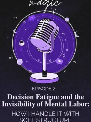 Episode 2 is live on my site, Spotify, Apple, and Amazon. This week I talk about Decision Fatigue, Mental Labor, and how I handle it with Soft Structure. There's a free PDF planner on my site so you can try it for yourself.