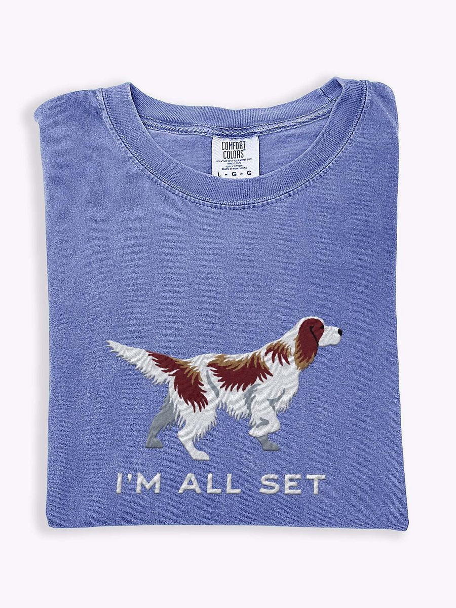 I'm All Set T-Shirt(Embroidered) of an Irish Red & White Setter product image (1)