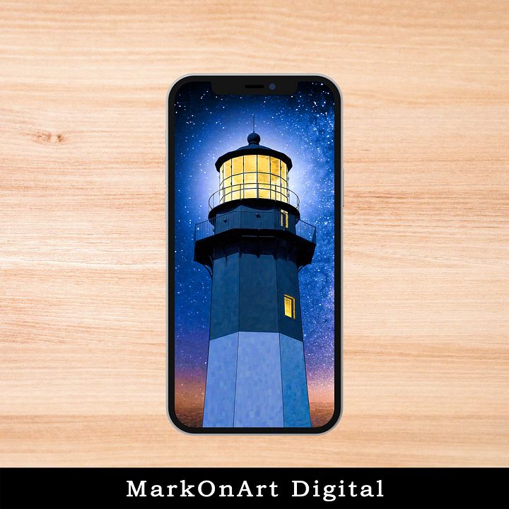 Tybee Island Lighthouse Art For Mobile Phone Wallpaper or Lock Screen | High Res for iPhone or Android Cellphones product image (1)