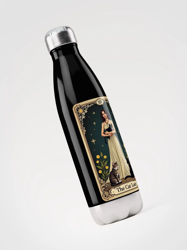 The Cat Lady Stainless Steel Water Bottle - Mystical Tarot Design product image (2)