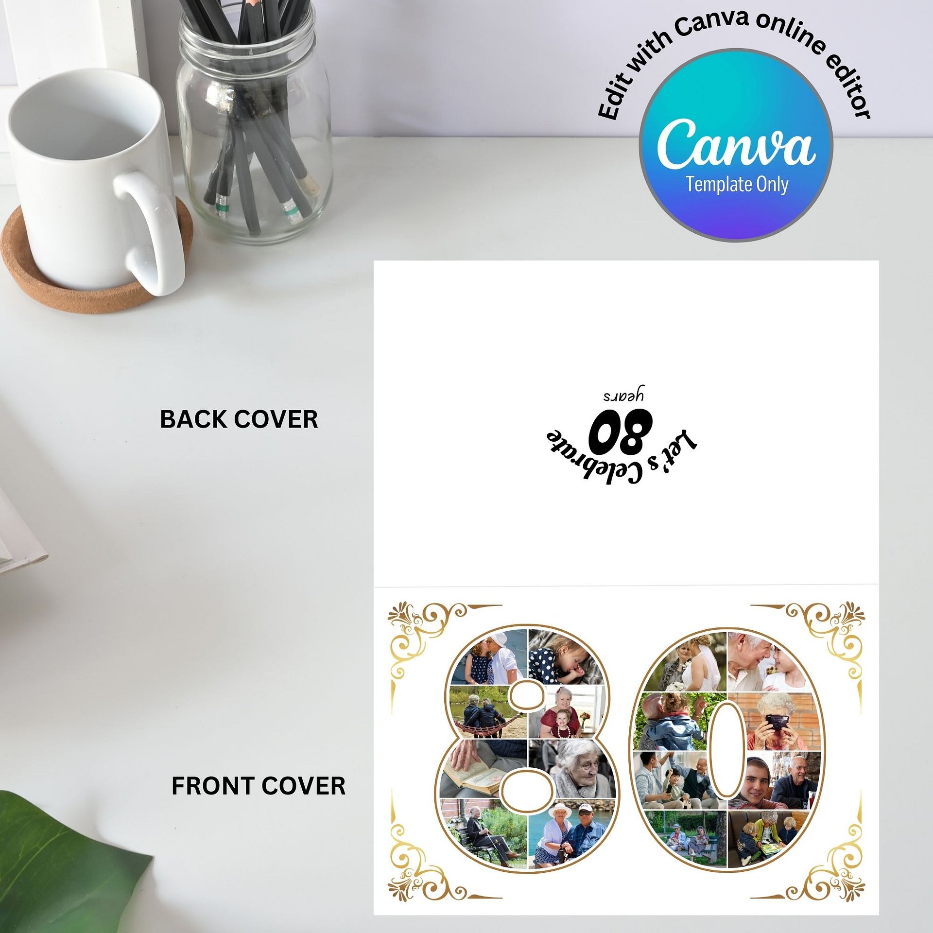 Eighty Year Celebration Card Photo Collage Canva Template product image (5)