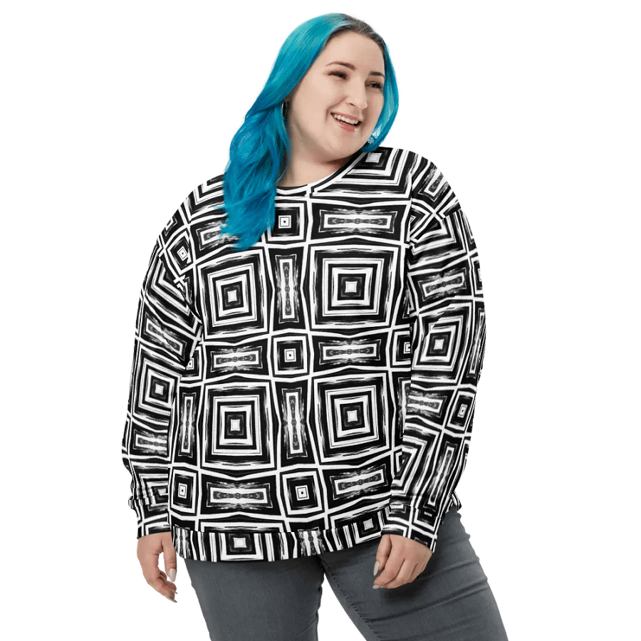 Abstract Monochrome Repeating Pattern Unisex All Over Print Sweatshirt product image (6)