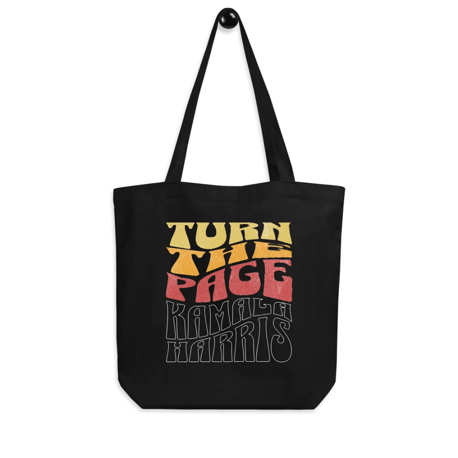 Turn The Page Kamala Harris Retro Groovy Design, Inspirational Message Tote Bag Vintage Style, product image (6)