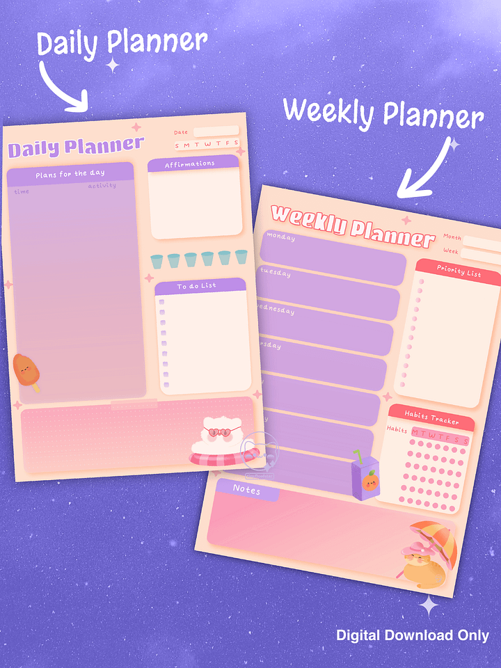 Summer Fun Daily & Weekly Printable Planners product image (1)