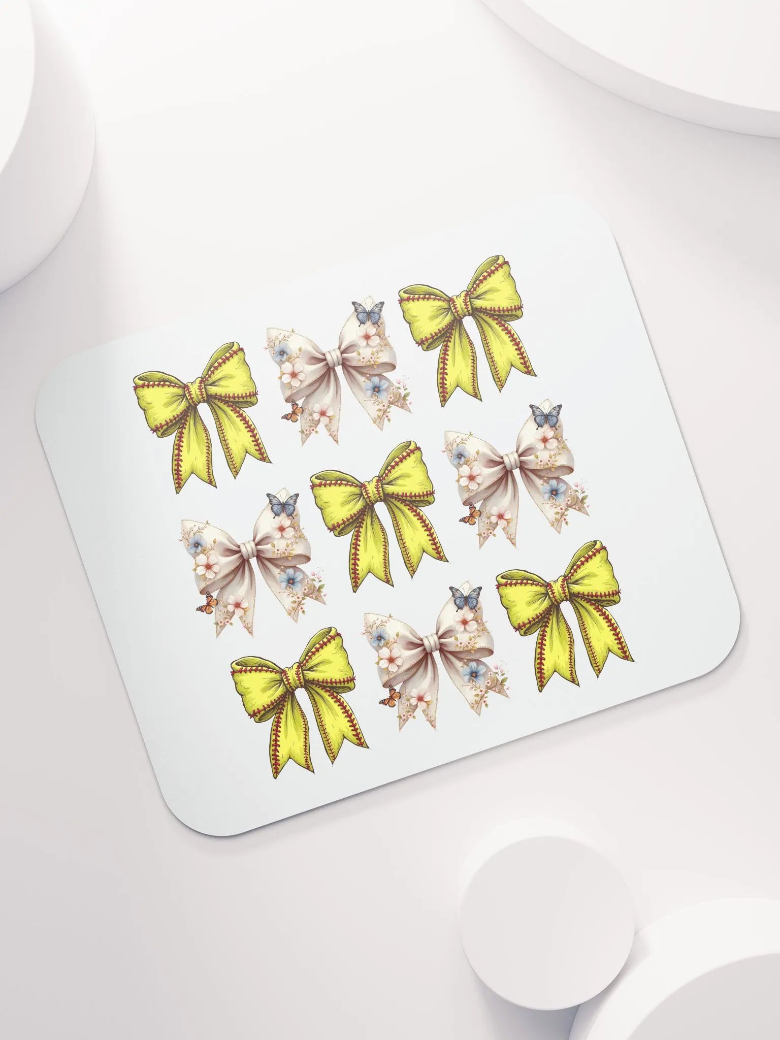 Spring Bows Softball Butterfly Garden Mouse Pad product image (5)