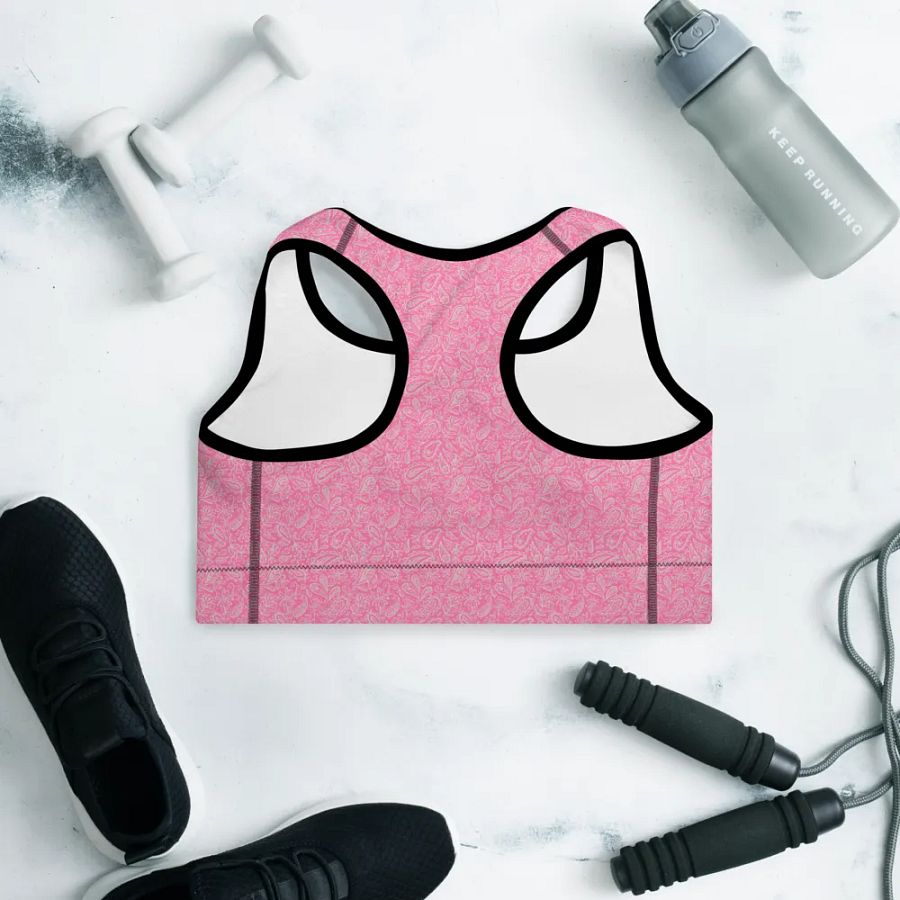 Pink All-Over Print Padded Sports Bra product image (9)