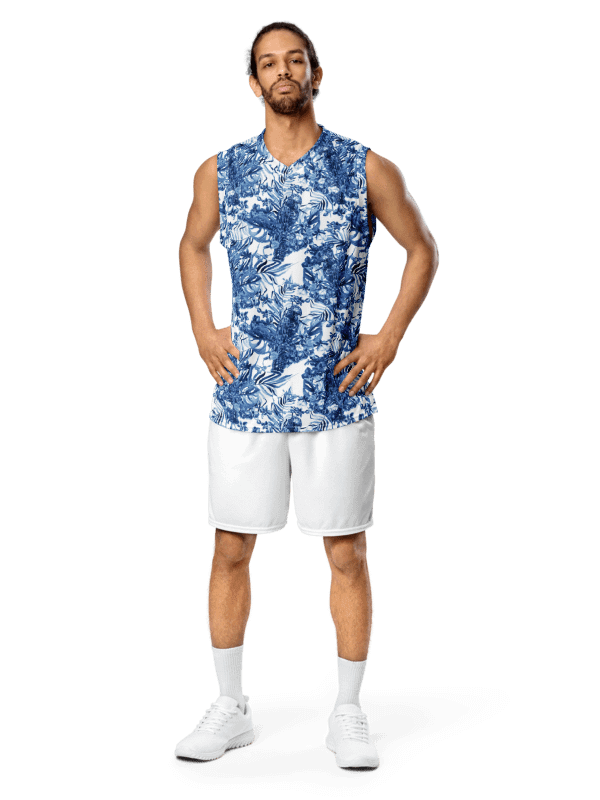 Azure Jungle | Recycled Unisex Basketball Jersey product image (1)