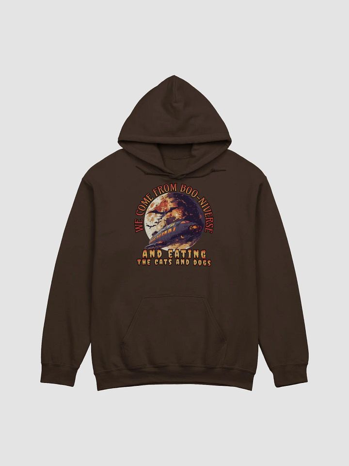 We come from Boo-niverse and eating the cats and dogs.Spooky Space Invader Hoodie product image (4)