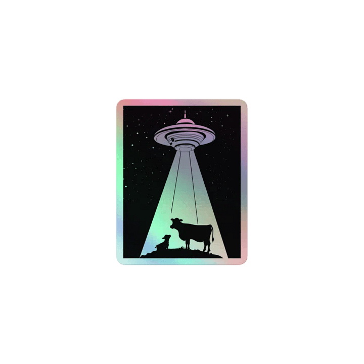UFO and Cows Holographic Sticker product image (1)