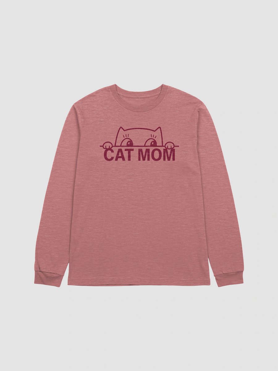 Funny Cat Mom Long Sleeve Tee – Peeking Kitty Minimal Design for Cat Lovers product image (1)
