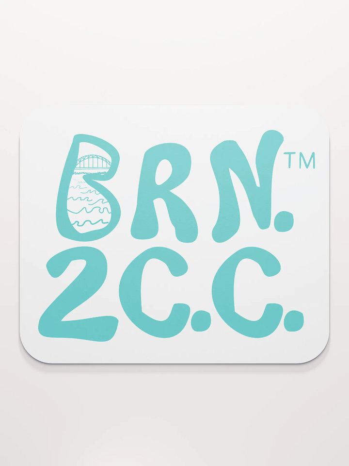 BRN.2C.C.™ | Classic Mouse Pad | Coastal Style for Office & Home | Deep Sky Blue Logo on White product image (2)