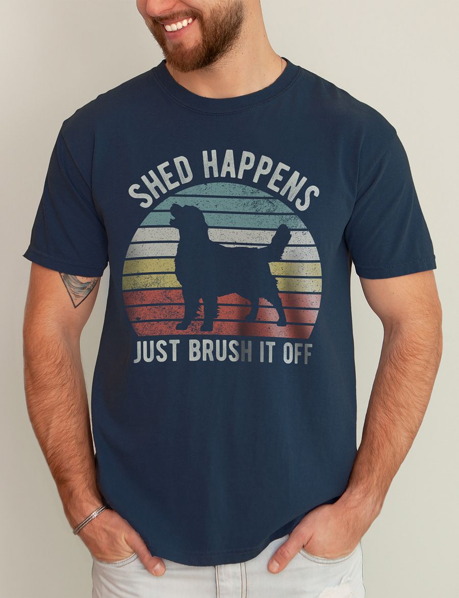 Shed Happens Tee | Funny Golden Retriever T-Shirt for Dog Lovers | Retro Vintage Sunset Dog Lover T-Shirt product image (11)