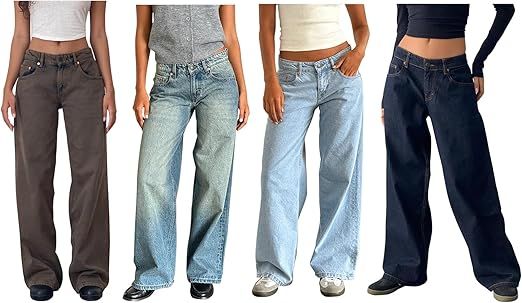 Women's Wide Leg Boyfriend Jeans - Straight Leg Denim Pants - Low Rise Baggy Casual Loose Jeans product image (1)