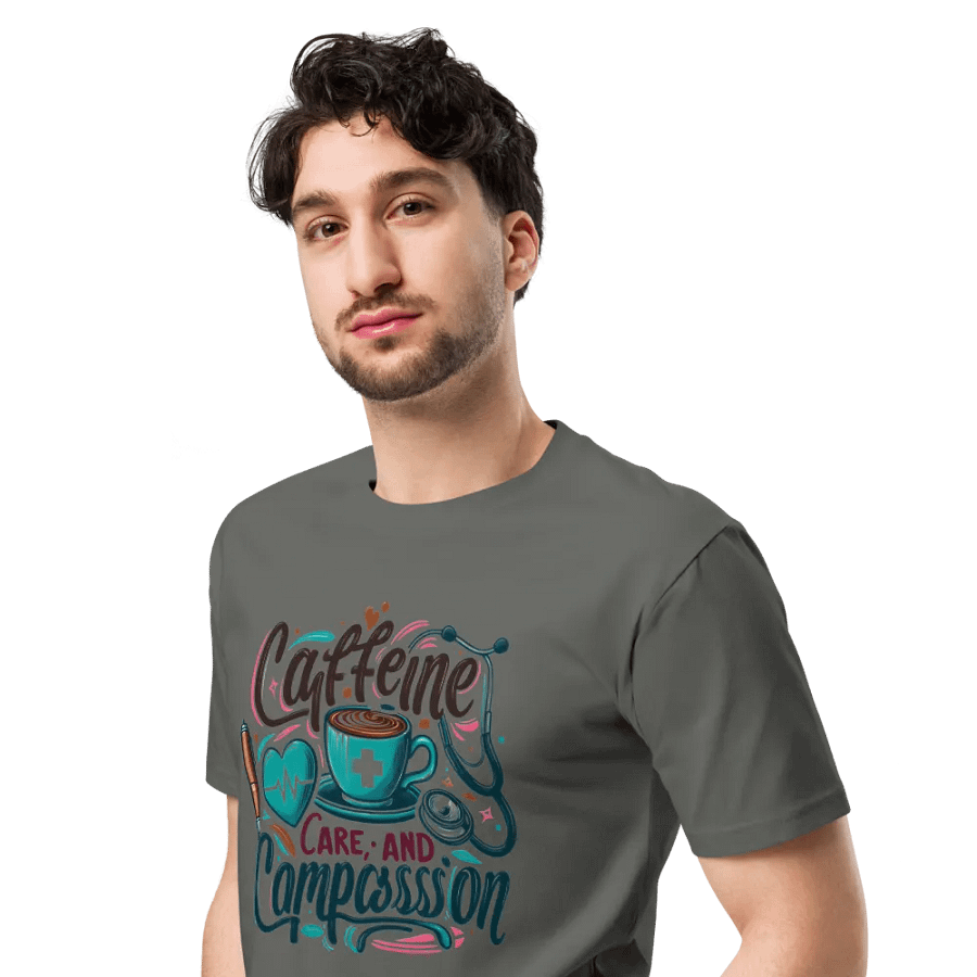 Caffeine, care, and compassion t-shirt product image (5)