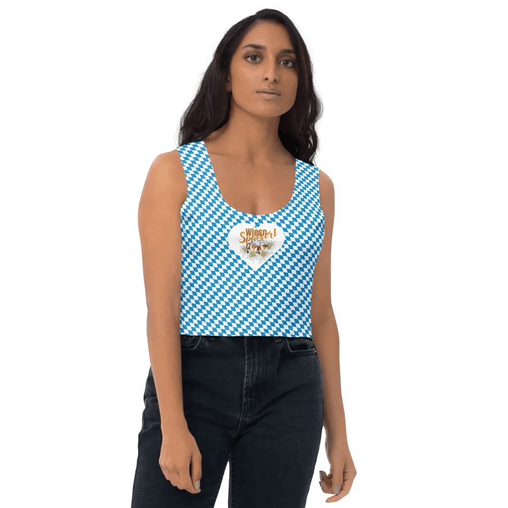 Wiesn-Spatzerl Crop T-Shirt Oktoberfest Bayerische Rauten-Blau-Weiss product image (11)