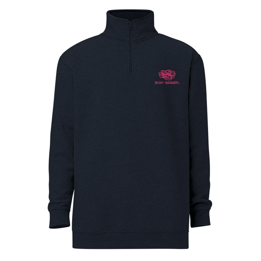 BUSY-BRAINED (pink) embroidered quarter zip product image (1)