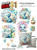 $1 Graphics Bundle Little Dinosaur - Commercial POD Use product image (1)