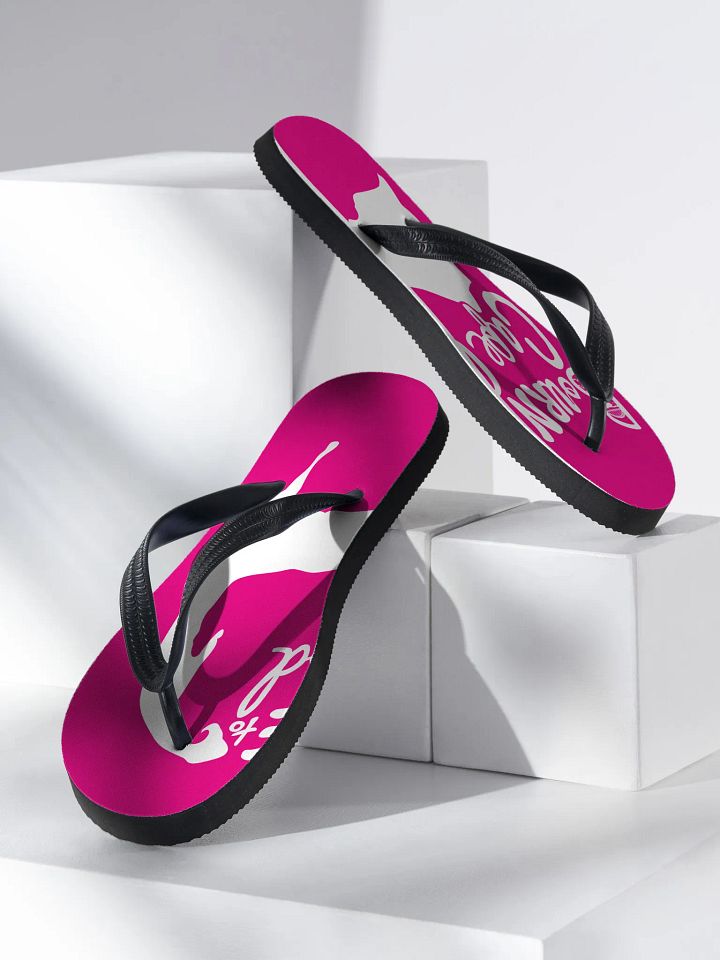BOURNE to Flip Flop™ | Cape Cod Vibes for Your Soles | Logo Spread Sandals | White Logo on Vibrant Pink product image (2)