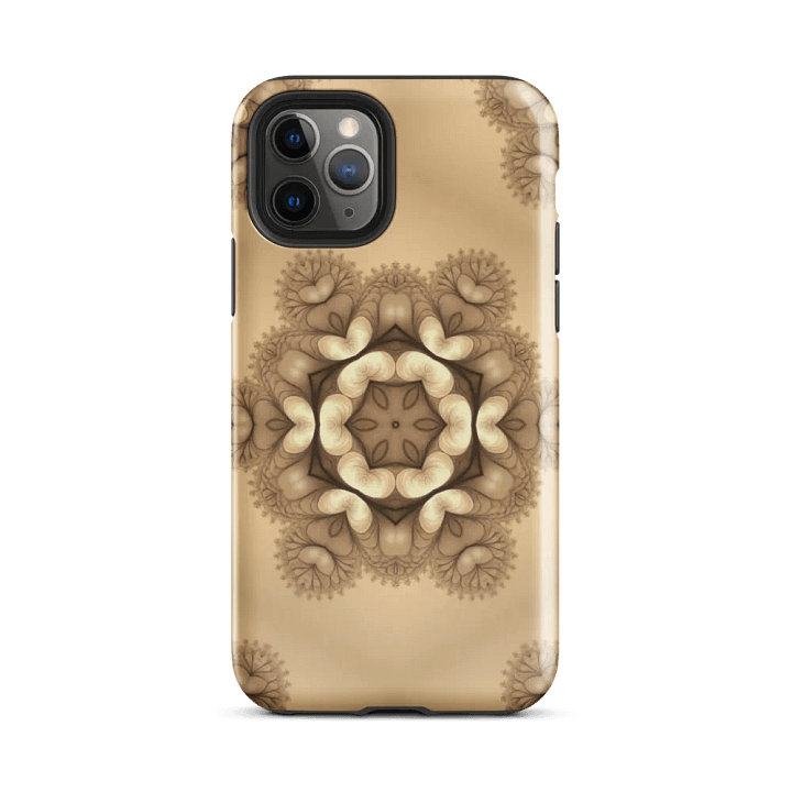 Tough Phone Case for iPhone® - Brown and Beige Geometric Snowflake Design product image (2)