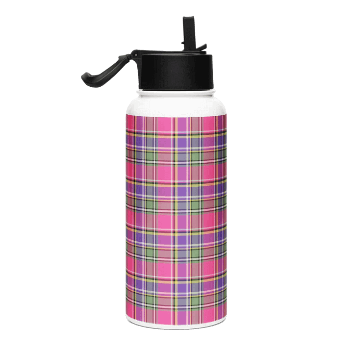 Hot Pink and Purple Vintage Plaid Water Bottle product image (1)
