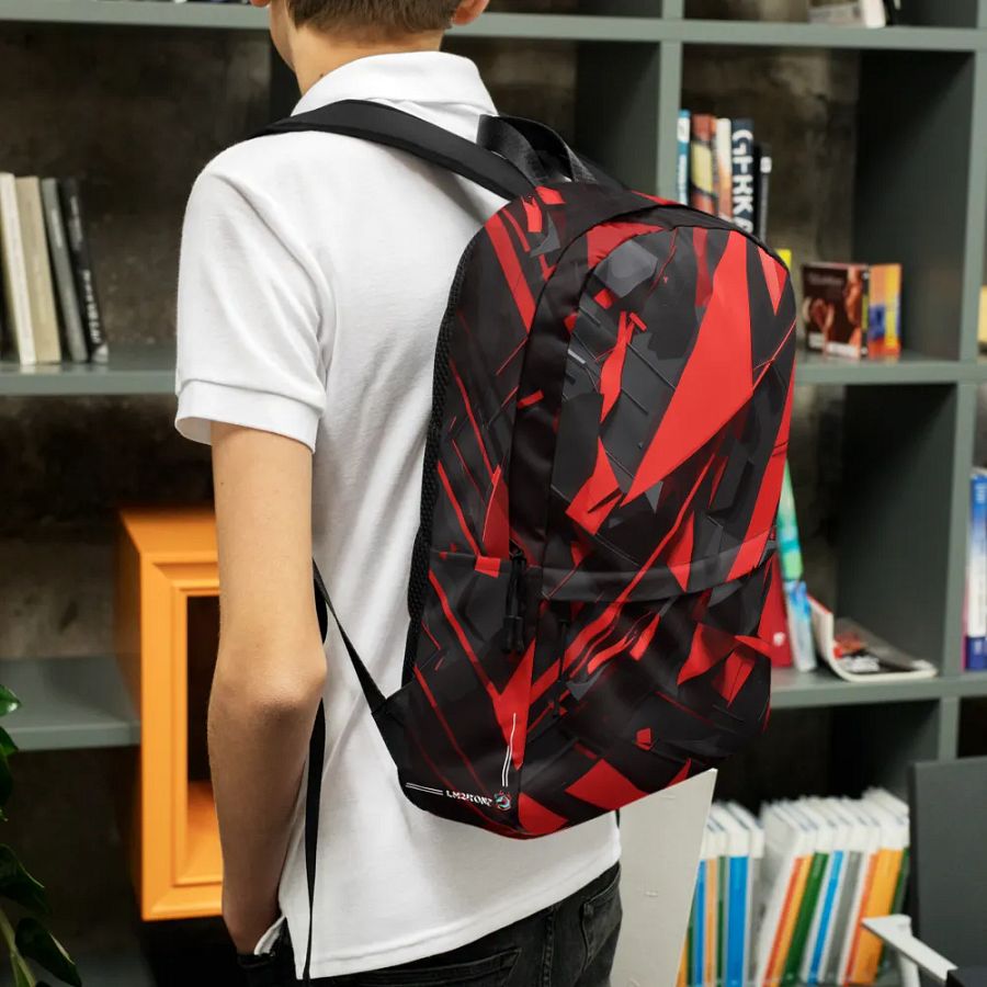 Dynamic Abstract Fragmented Red - All-Over Print Backpack product image (12)