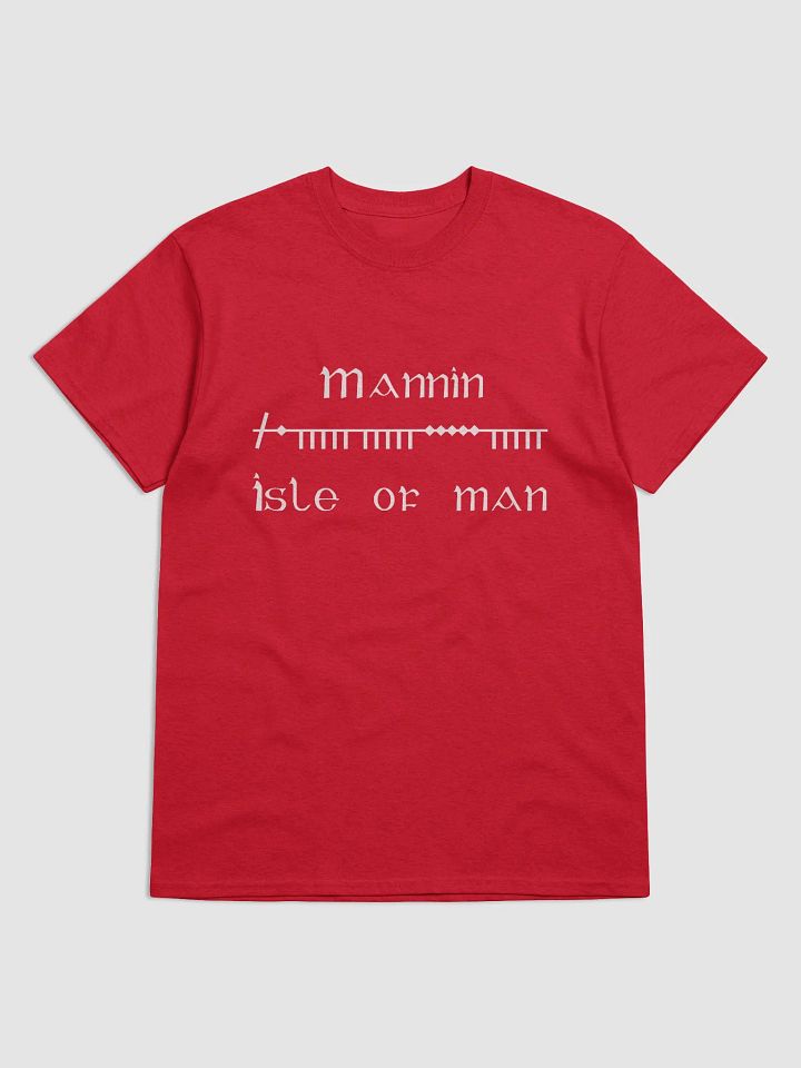 Isle of Man/Mannin Scholastic style Ogham red printed T-shirt product image (1)