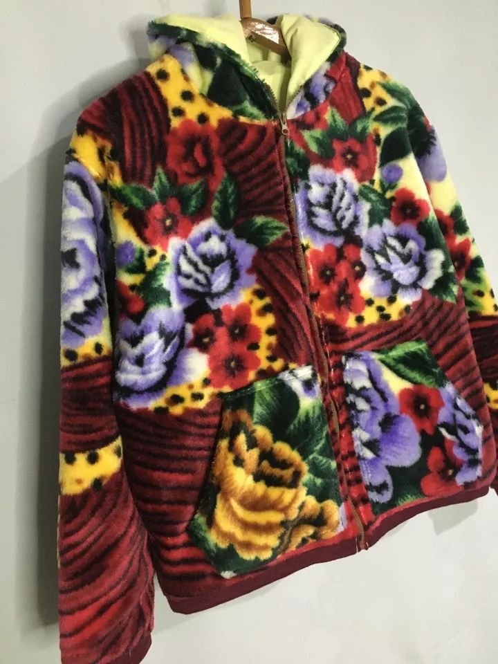 Upcycled Blanket Jacket Bomber Medium Japanese Distressed product image (2)