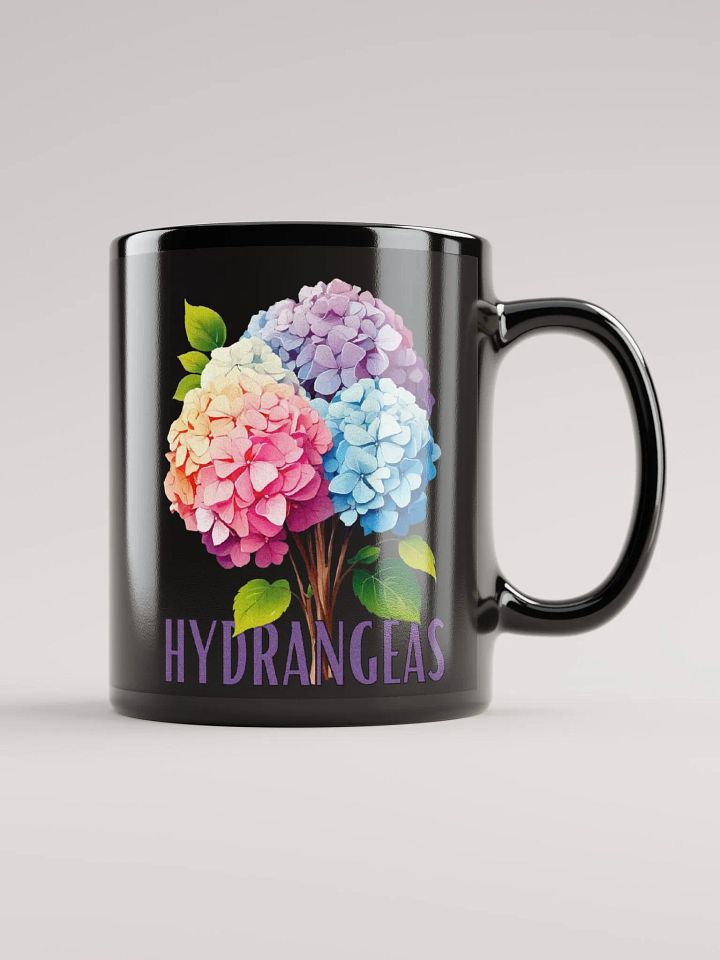 Floral Graphic | Black Coffee Mug | Hydrangeas product image (2)
