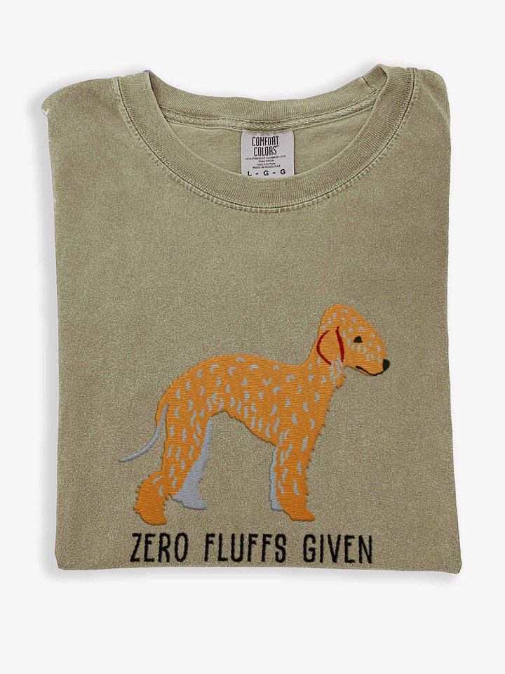 Zero Fluffs Given T-Shirt(Embroidered) of a Bedlington Terrier(Tan) product image (1)