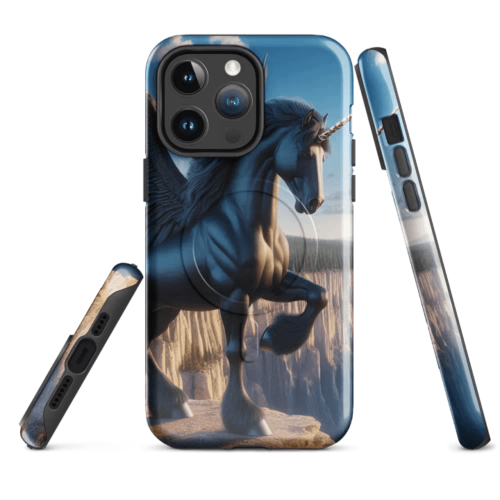 MagSafe® Tough Case for iPhone® | Ebon Majesty: AI-Designed Black Winged Unicorn product image (4)