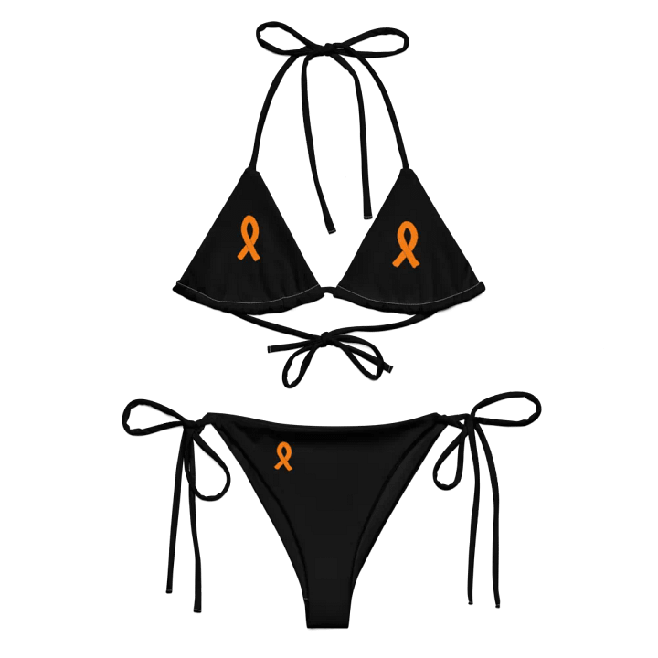 White HApex Gear White Logo Cancer Awareness Orange Ribbon. Black Recycled String Bikini product image (1)