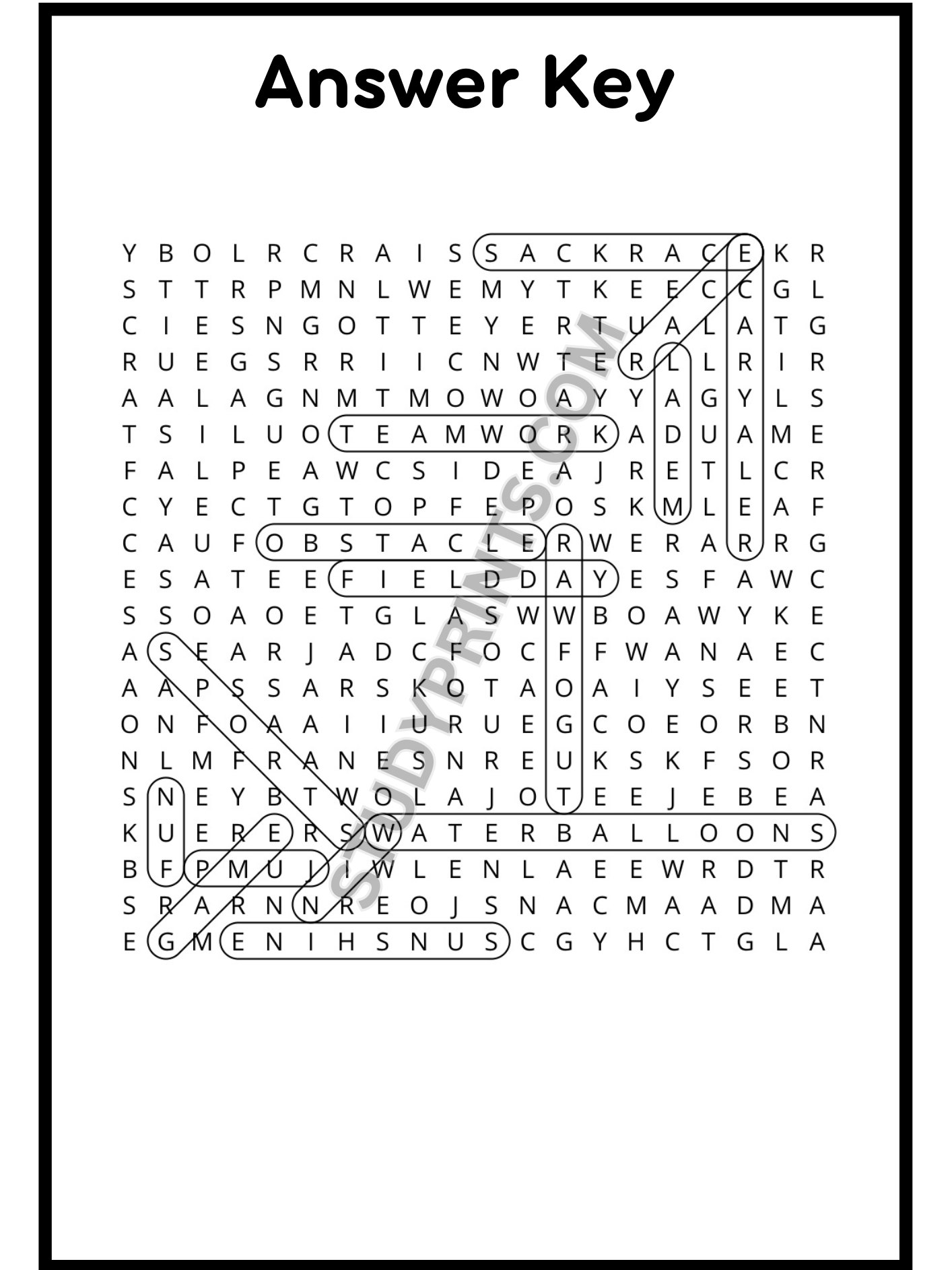 Field Day Word Search Puzzle Printable product image (3)