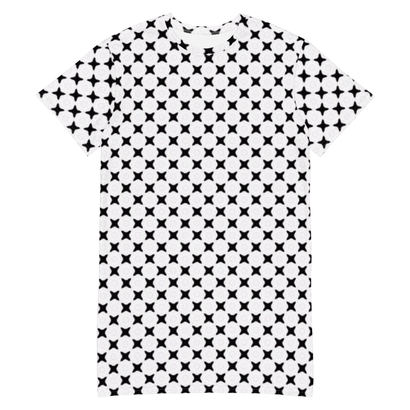 Cool Abstract Black Crosses on a White Background T Shirt Dress product image (7)