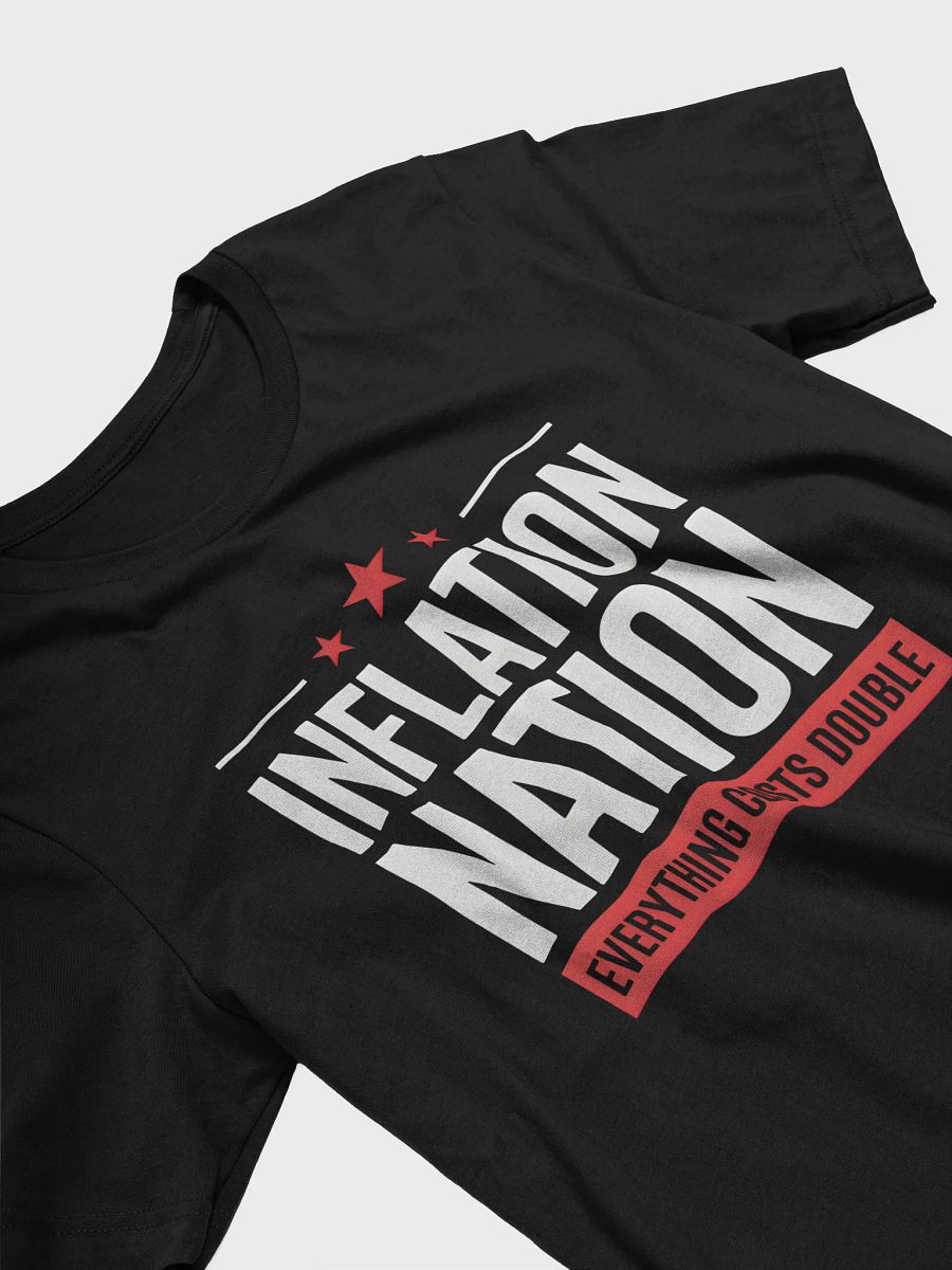 Inflation Nation Graphic Tee | Red Stars & Cost Design Black Shirt product image (3)
