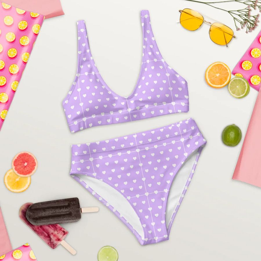 Pastel Heart Seamless Pattern High Waisted Bikini - V3 product image (10)