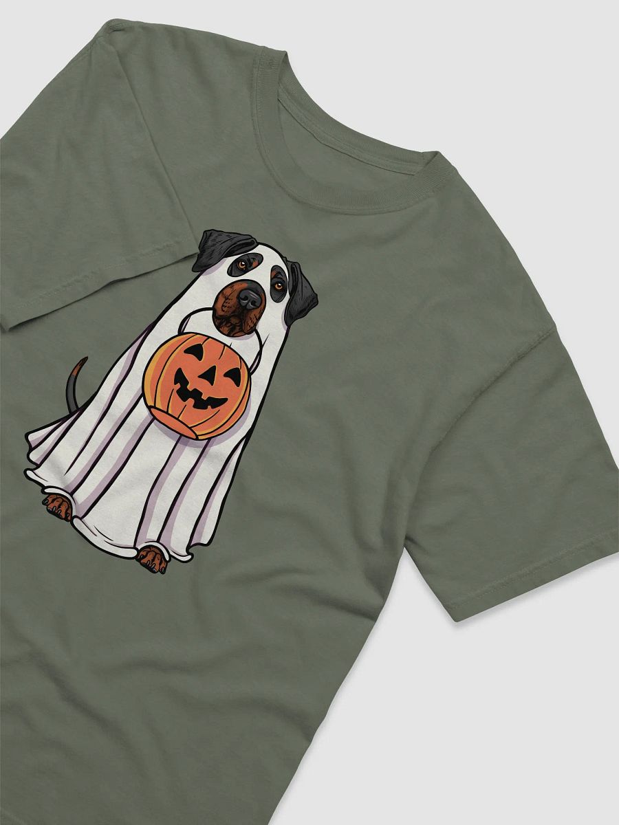 Funny Halloween Rhodesian Ridgeback(Black & Tan) T-Shirt | Funny Dog Wearing a Ghost Costume and Holding a Pumpkin Basket product image (6)
