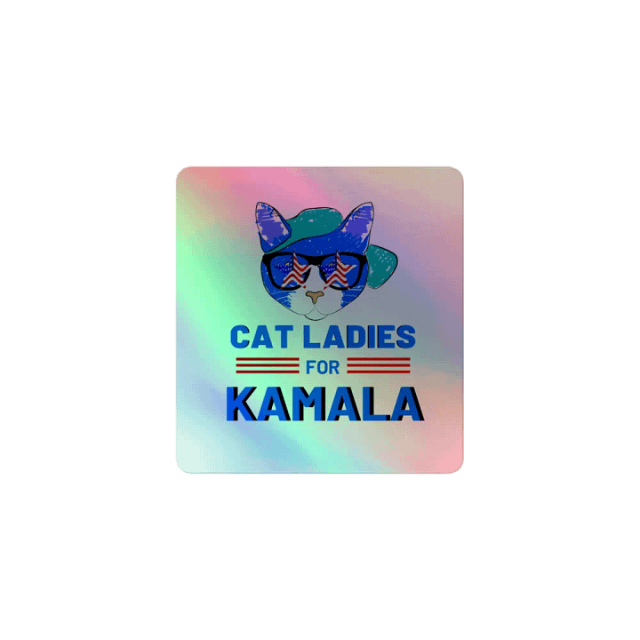 Cat Ladies For Kamala Holographic Sticker product image (1)