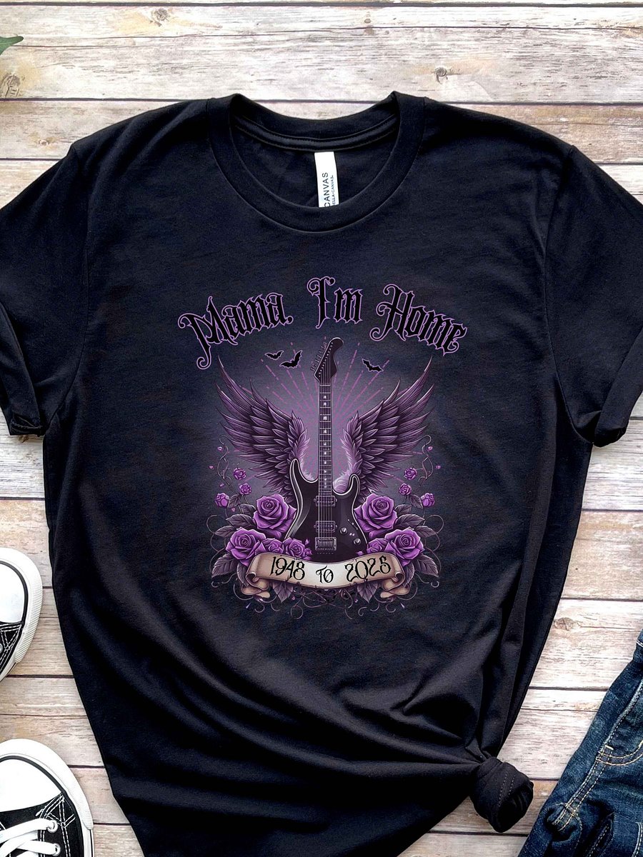 Mama I’m Home PNG, Memorial Guitar Sublimation Design, Comfort Colors Shirt Print, Digital Download Rock Tribute, Angel Wings & Roses product image (3)