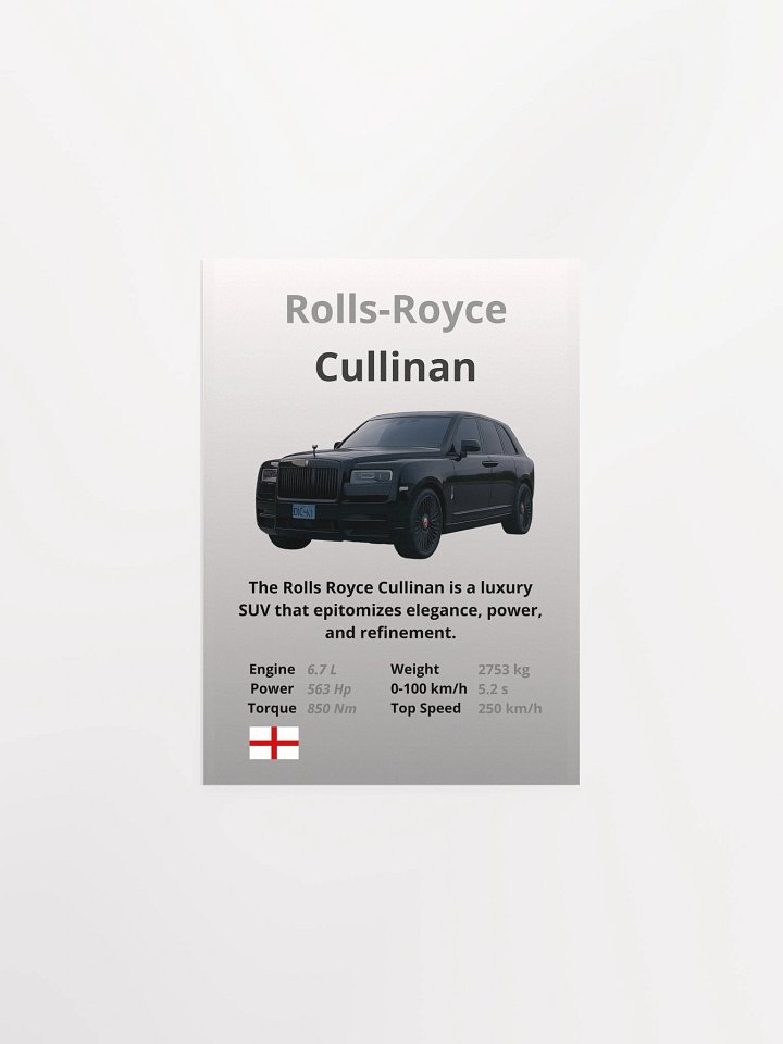 Rolls-Royce Cullinan Wall Poster Without A Frame product image (1)